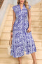 Boho Floral Shirred Waist V Neck Midi Dress